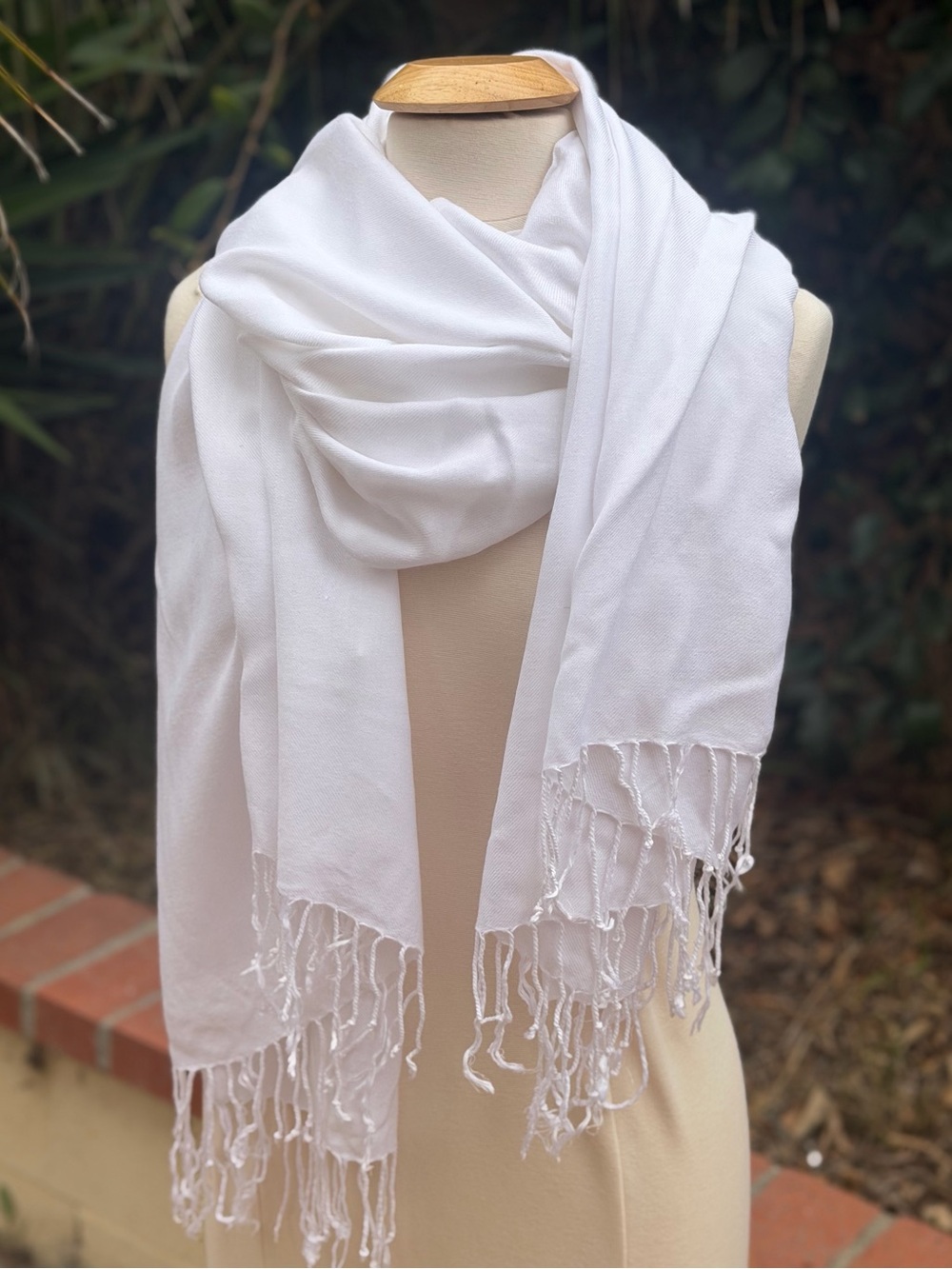 Bijoux Terner White Fringe Wrap Scarf